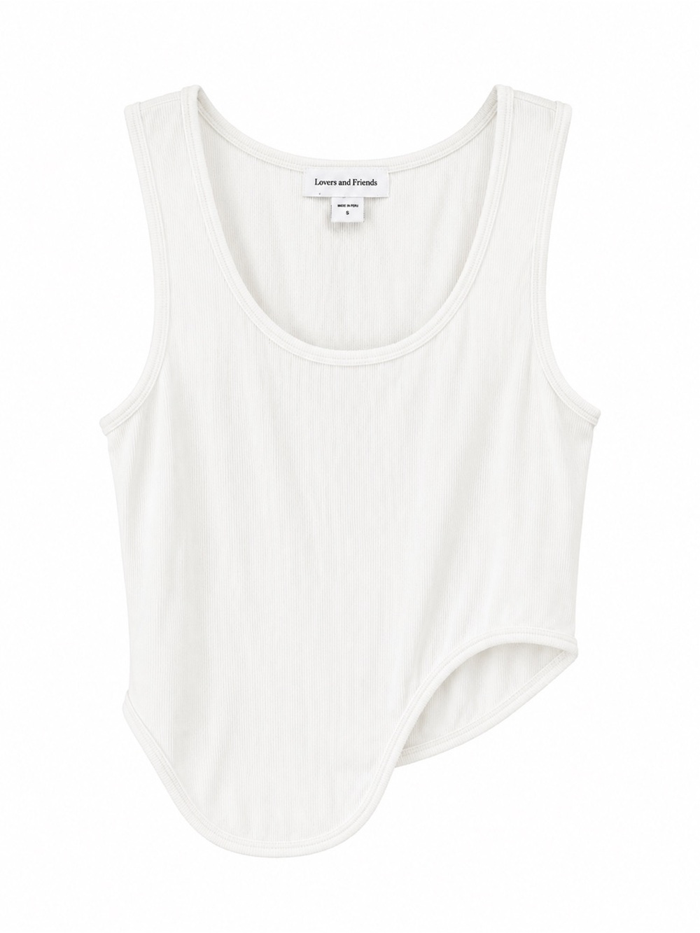 Lovers and Friends White Ribbed Asymmetrical Tank Top | Size S